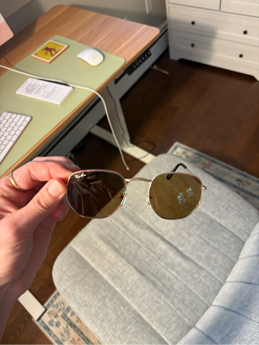 Ray-Ban Gold Frame Sunglasses with Brown Lenses - Picture 2 of 7